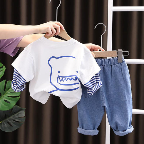 Spring and Autumn Boys' Cartoon Wear Set